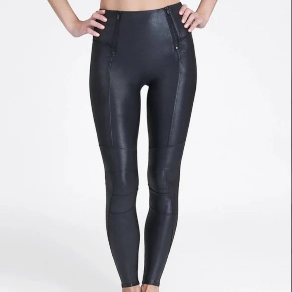 SPANX Faux Leather leggings with Zippers